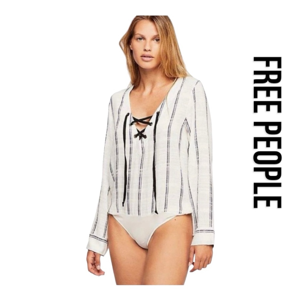 Free People Oh Boy Striped Bodysuit women's sz S